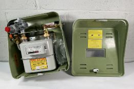 A Honeywell BK-G4M Diaphragm Gas Meter (G4 K0049897 19 01) with enclosure (sold as seen).