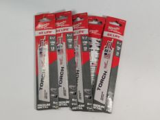 Milwaukee 150mm 18TPI Sawzall Heavy Duty TORCH Demolition Recip Blades - Pack of 5.