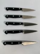 Five Wusthof Dreizack paring knives heavy bolstered 60mm (over 18's only).