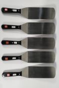 Five Wusthof wide blade cranked spatulas 200mm (4436) (tray not included).