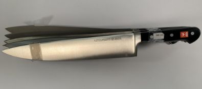 Five Wusthof French Cooks heavy bolstered knives 320mm, may have slight marks from long term storage