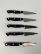 Five Wusthof Dreizack paring knives heavy bolstered 60mm (over 18's only).