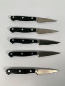 Five Wusthof Dreizack paring knives heavy bolstered 60mm (over 18's only).