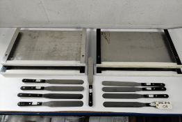 Thirteen items of kitchen cutlery to include four aluminium knife racks 460 x 300mm and nine standar