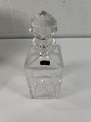 Three as new square decanters, star cut base - 89cl (may show signs of long term storage).