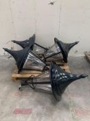 Four pre-owned large Victorian style lantern tops in black.