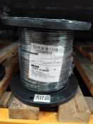 A Belden 500ft coaxial cable spool, 20 AWG, 50 OHM, black (8262 010).