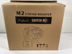 A boxed as new Kaleido Sniper M2 Direct Fire and Hot Air Coffee Roaster.