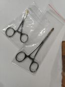 Seventy five straight small brass pliers/clamps without teeth and 50 brass pliers/clamps, all as new