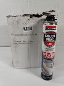 Twelve cannisters of Soudal Soudabond Easy Adhesive Foam Gun Grade, 750ml (EXP: 04/2026).