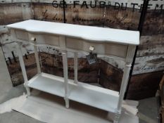 An Amadeus Agathe Drapier Console 2T/1N KD, white (has some damage and is missing some hardware (4 s