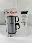 Six boxed as new Arzum TeaCharm Turkish Tea Makers, stainless steel, auto shut-off, boil-dry protect