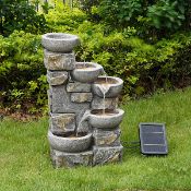 A Teamson Home garden and outdoor solar powered water feature with lights, boxed (PT-SF0003) (stock