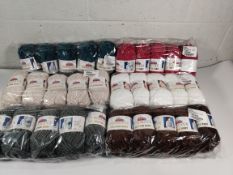 Twenty seven packs of five Himalaya Dolphin Baby Chenille Yarn 100g, in various shades.