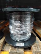A Belden 500ft coaxial cable spool, 20 AWG, 50 OHM, black (8262 010).