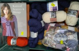 A quantity of assorted wool, yarn, pattern book and related (one crate).