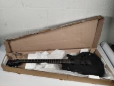A ESP ltd EC1000 baritone electric guitar in charcoal metallic satin colorway, minor damage to base
