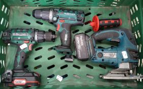 A quantity of pre-owned power tools to include Makita DJV180 oscillating saw with battery, 2 x Parks