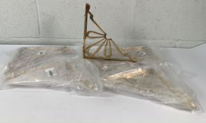 Six polished brass large flower brackets 234mm per bracket.