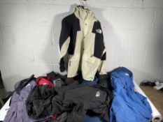 Ten assorted pre-owned jackets from 'The North Face'.