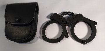 TCH 822B chain handcuffs in leather pouch - no key.