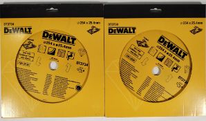 Two as new DeWalt hard materials diamond tile blades - 254 x 25.4mm (DT3734).