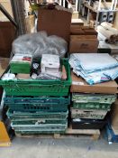 A pallet of assorted items to Include homewares, tools and industrial related.