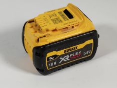 A pre-owned DeWalt XR Flex Volt Lithium Ion Battery, 6AH, 18V, 54V, (DCB546).