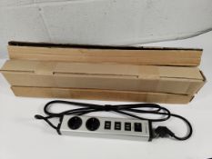 Four Ehmann type F 2+6 (PLUG/USB) gang power distribution units, 3m cable, 16A, 230 V (UK adaptor re
