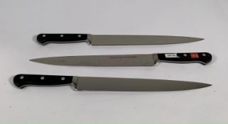 Three ED. Wusthof Dreizack Werk Tranchelard long slicer bolstered 260mm knives (4522) (over 18's onl