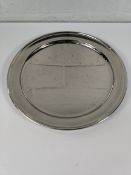 Twenty one as new stainless steel meat plates, round, wide rim - 355mm (may show signs of long term