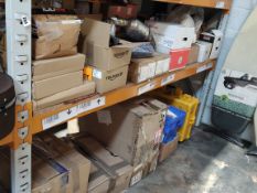 An assortment of mainly auto and industrial products and related items on two shelves.