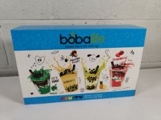 Fifteen boxes of Bobalife fruity bubble tea kits, 12 drinks per box (earliest expiry 18.09.25).