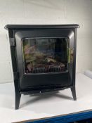 A Dimplex LUC20 Lucia Optiflame electric stove with some minor damage to the door handle (sold as se