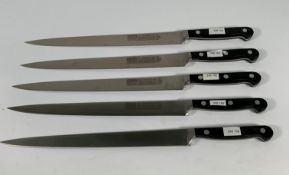 Five Tucan Brilliant EL. Herder KG Molybdenum narrow slicer, bolstered, 260mm knives (over 18s only)