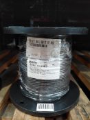 A Belden 500ft coaxial cable spool, 20 AWG, 50 OHM, black (8262 010).