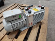 A pre-owned Edwards E2M18 dual stage rotary vane vacuum pump.