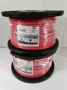 Two as new No Burn Platinum Fire Resistant Cable 1.5mm² 2+E Red (VFP-215ERH), 100m.