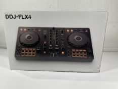 A boxed as new Pioneer DJ DDJ-FLX4 Controller.
