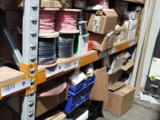 A large quantity of electrical and plumbing items and accessories (Two shelves).