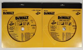 Two as new DeWalt hard materials diamond tile blades - 254 x 25.4mm (DT3734).