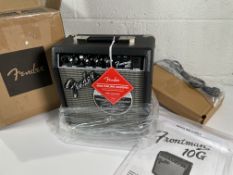 A boxed as new Fender Frontman 10G Amp FM 10G, 230V EUR (UK conversion plug required).