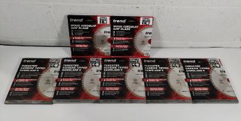 Seven as new Trend circular saw blades - 5 x Tungsten carbide tipped (CSB/AP16548) and Wood circular
