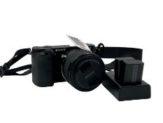 Pre-owned Sony A6000 Mirrorless Digital Camera with Sony FE 50mm f1.8 Lens, 3 x Batteries, Charging