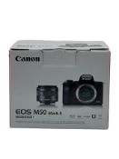 As new Canon EOS M50 Mark II + EF-M 15-45mm IS STM Lens Kit in Black (EEA model) (EAN: 4549292176438