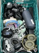 Assorted pre-owned headphones, chargers & small electrical items (Sold as seen).