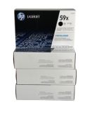 Four as new HP 59X High Capacity Black Toner Cartridges.