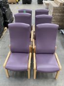 Six high back drop arm chairs.