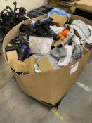A pallet of assorted corporate stock including clothing, accessories and more.