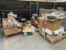 Three pallets of assorted auto parts and related items.
